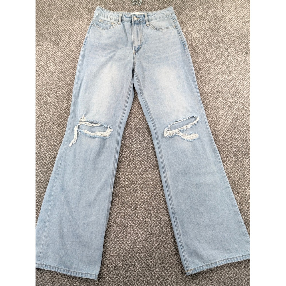 Vervet Los Angeles V2473 Distressed Wide Leg Jeans Light Wash Cotton Size 28 - Picture 2 of 16